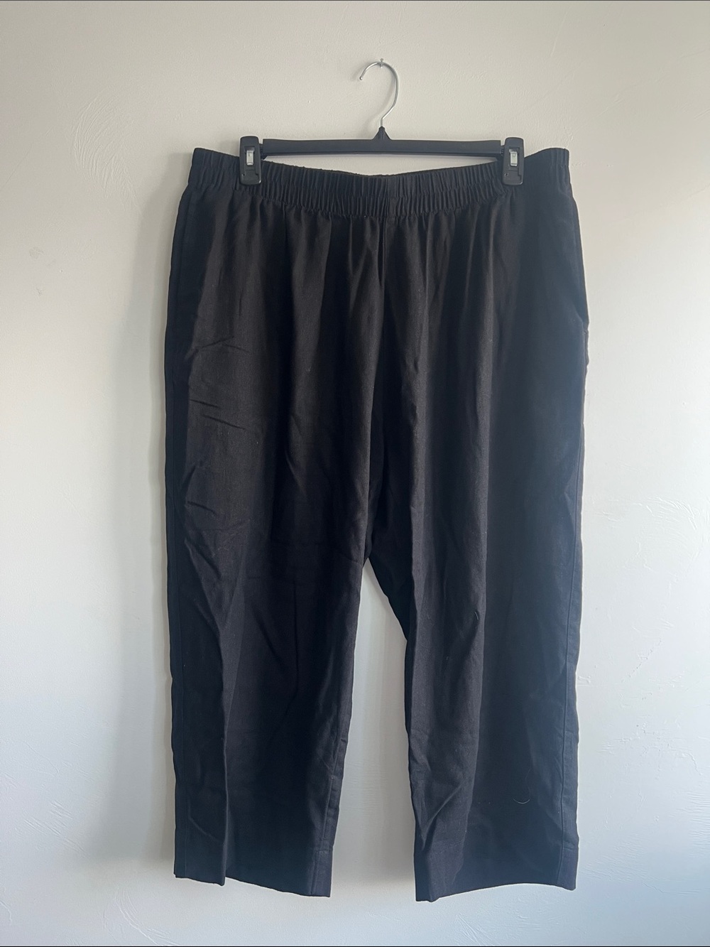Old Navy Women's Black Linen Straight-Leg Elastic-Waist Pants